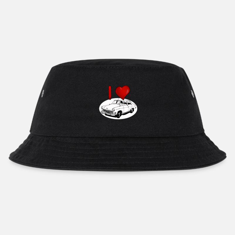 Herzliebe für Oldtimer Wolga M21 - Kinder Bucket Hat - Schwarz
