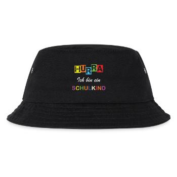 Hurra ich bin ein Schulkind Einschulung Schule - Kinder Bucket Hat - Schwarz - Vorne