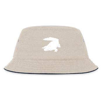 Krokodil Kunst Silhouette Grafik Wildtierliebhaber - Kinder Bucket Hat - Natur/Navy - Vorne