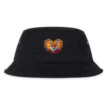 Wunderbarer Fuchskopf mit Herz - Kinder Bucket Hat - Schwarz - Vorne
