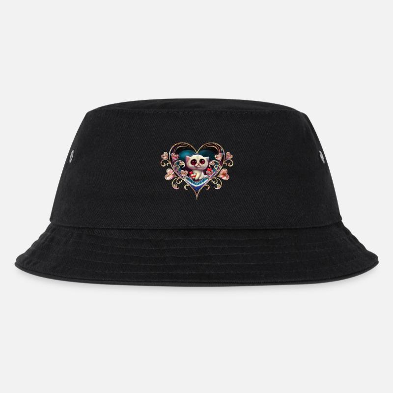 Valentinstag-Kätzchen - Kinder Bucket Hat - Schwarz
