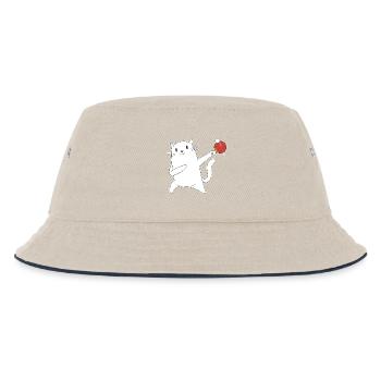 Table Tennis Katze Pingpong Outfit Cat Tischtennis - Kinder Bucket Hat - Natur/Navy - Vorne