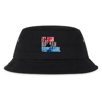 The Flash Schriftzug Mit Batman Und Supergirl - Kinder Bucket Hat - Schwarz - Vorne