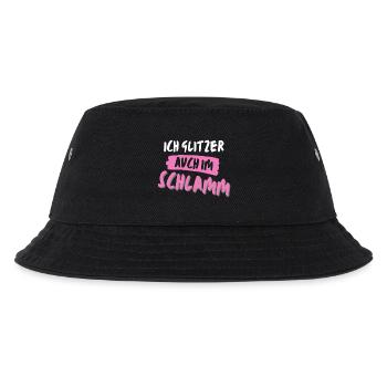 muddy run glitzer im schlamm Team Frauenlauf mud - Kinder Bucket Hat - Schwarz - Vorne