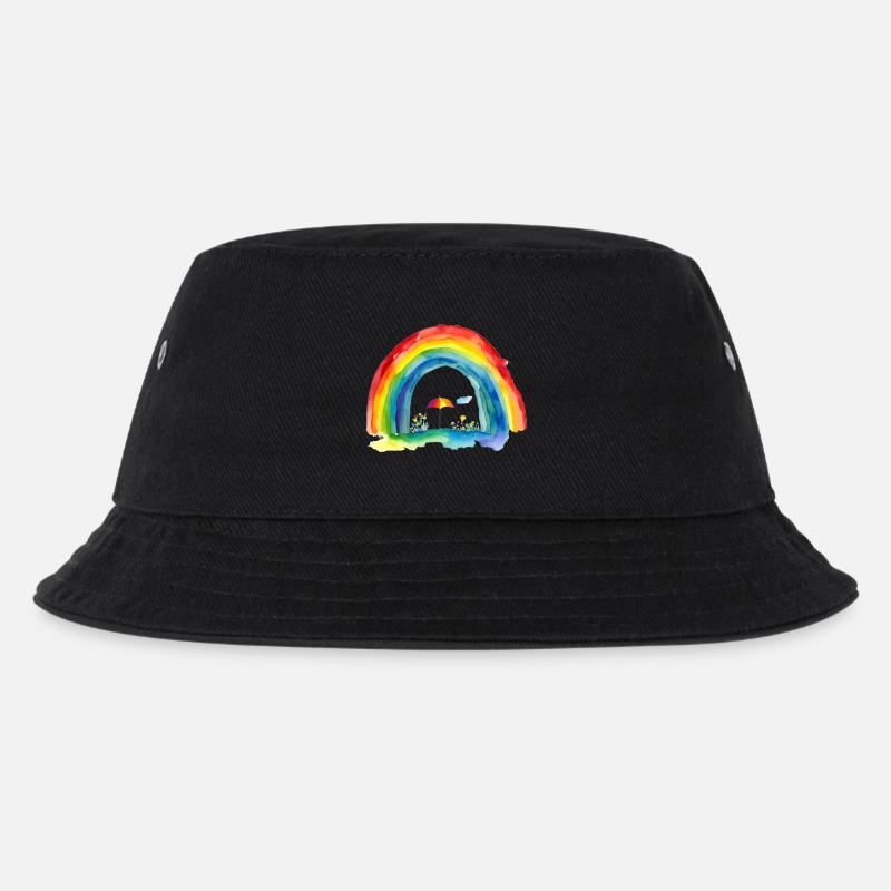 Regenbogen - Kinder Bucket Hat - Schwarz