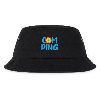 Camping Blume Comic Fan Camper Urlaub Outdoor - Kinder Bucket Hat - Schwarz - Vorne