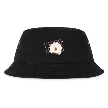 floraler Briefumschlag mit Blüten und Airmail Rand - Kinder Bucket Hat - Schwarz - Vorne