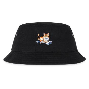 Katze im Schnee - Kinder Bucket Hat - Schwarz - Vorne