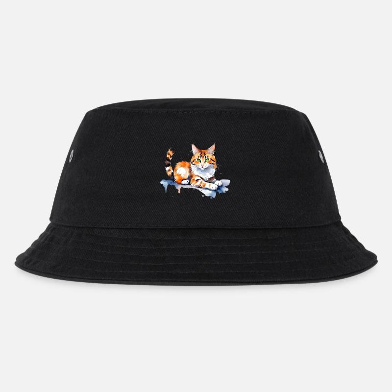 Katze im Schnee - Kinder Bucket Hat - Schwarz