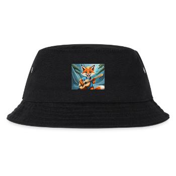 cute little fiend fox everyday life playing guitar - Kids’ Bucket Hat - black - Front