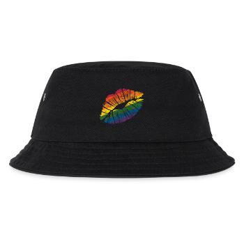 Smooch rainbow Lippenstift Kuss Mark Liebe Statement - Kinder Bucket Hat - Schwarz - Vorne