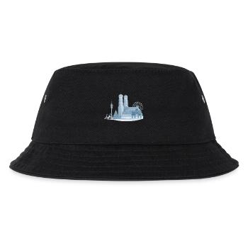 München Skyline - Handgemaltes Aquarell - Kinder Bucket Hat - Schwarz - Vorne