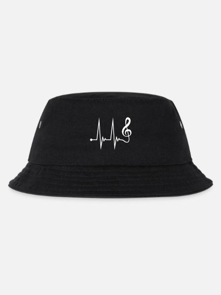 Musik Notenschlüssel Puls Frequenz Note Herzschlag - Kinder Bucket Hat - Schwarz