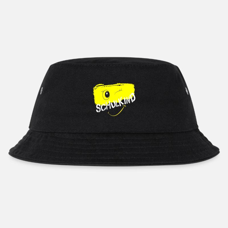 Schulkind 2025 Relaxed Fit Unisex Organic - Kinder Bucket Hat - Schwarz