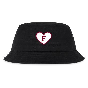 Buchstabe f Herz Sport Trend Burgund - Geschenkidee - Kinder Bucket Hat - Schwarz - Vorne