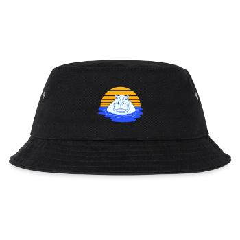 Hippopotamus Swimming Water Sun Cute Comic Cartoon - Kids’ Bucket Hat - black - Front