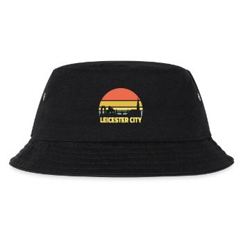 Leicester City Retro Skyline Silhouette - Kinder Bucket Hat - Schwarz - Vorne