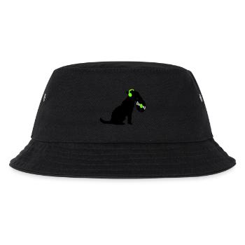 Hund DJ Musik Auflegen Club Disko Schallplatte Fun - Kinder Bucket Hat - Schwarz - Vorne