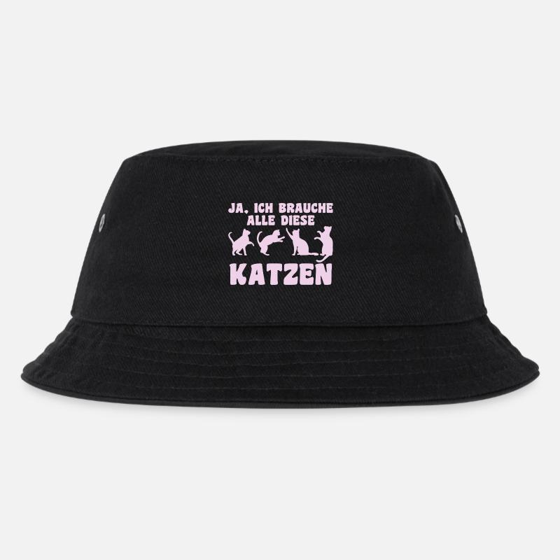 Katze Tier Katzen Geschenk - Kinder Bucket Hat - Schwarz