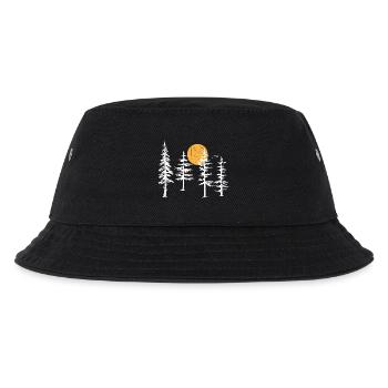 Ruhige Waldsilhouette mit Sonnenuntergang - Kinder Bucket Hat - Schwarz - Vorne