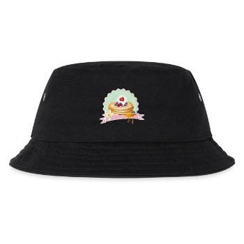 Pancakes Motiv mit Sahne, Beeren und Verzierung - Kinder Bucket Hat - Schwarz - Vorne