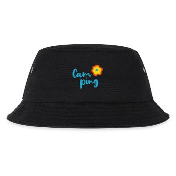 Camping Blume Camper Fan Urlaub Van Life Sommer - Kinder Bucket Hat - Schwarz - Vorne