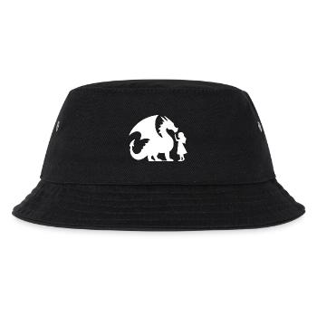 Mythischer Drache und Mädchen Silhouette Design - Kinder Bucket Hat - Schwarz - Vorne