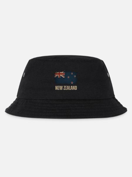 Grunge New Zealand flag - Kids’ Bucket Hat - black