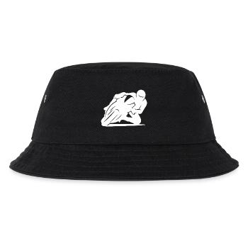 Minimalistische Motorrad Rennfahrer Silhouette - Kinder Bucket Hat - Schwarz - Vorne