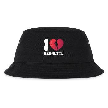 I Love Brunette Herz Silhouette - Kinder Bucket Hat - Schwarz - Vorne