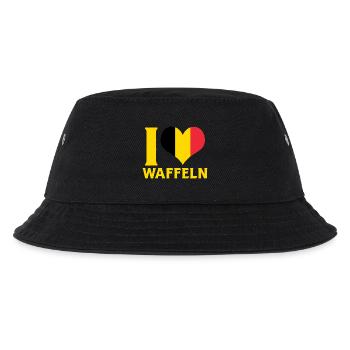 I Love Waffeln Belgium Flag Heart Food Design - Kinder Bucket Hat - Schwarz - Vorne