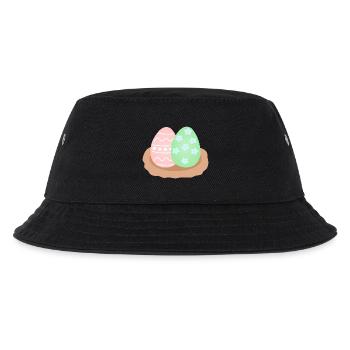 Pastell-Osterei-Duo im Nest - Kinder Bucket Hat - Schwarz - Vorne