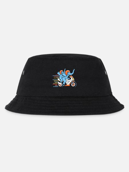 Elefanten Rennduo auf Motorrad - Kinder Bucket Hat - Schwarz