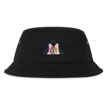 Neon Retro Katze Geometrisches Dreieck Kunst - Kinder Bucket Hat - Schwarz - Vorne