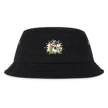 Cow cartoon on grass - Kids’ Bucket Hat - black - Front