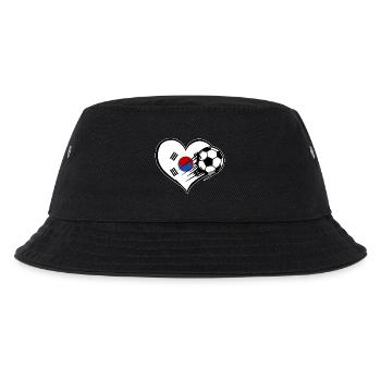 South Korea Flag Soccer with Heart - Kids’ Bucket Hat - black - Front