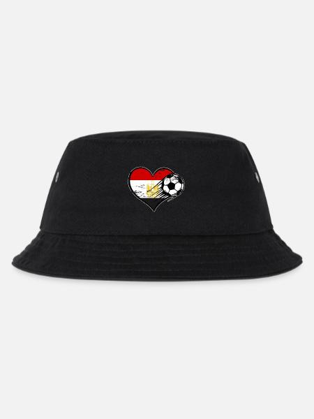 Ägypten Flagge Fußball mit Herz used - Kinder Bucket Hat - Schwarz