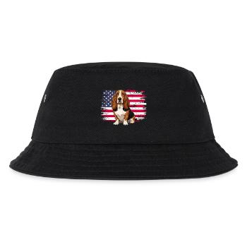 Patriotic Basset Hound - US Flag Dog Mom Dad - Kids’ Bucket Hat - black - Front