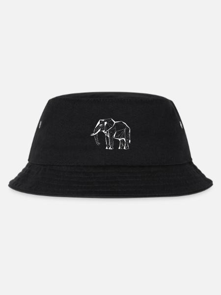 Polygon Elefant – Geometrisches Tierdesign - Kinder Bucket Hat - Schwarz