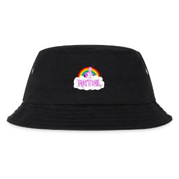metal musik heavy einhorn regenbogen pink lustig - Kinder Bucket Hat - Schwarz - Vorne