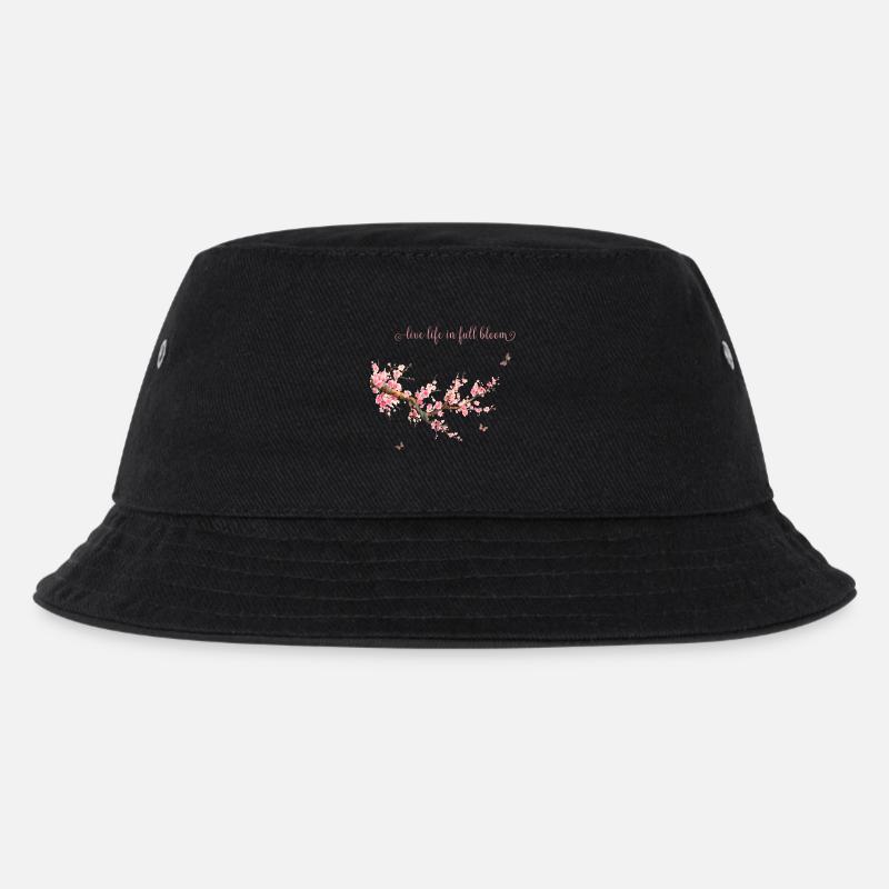 Lebe dein Leben in voller Blüte-Typografie - Kinder Bucket Hat - Schwarz