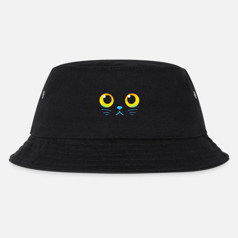 Neugierige schwarze Katzenaugen - Kinder Bucket Hat - Schwarz