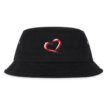 Herz Bürste Flagge der Türkei Fahne Farben Vektor - Kinder Bucket Hat - Schwarz - Vorne