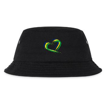 Herz Bürste Flagge Brasilien Fahne Farben Vektor - Kinder Bucket Hat - Schwarz - Vorne