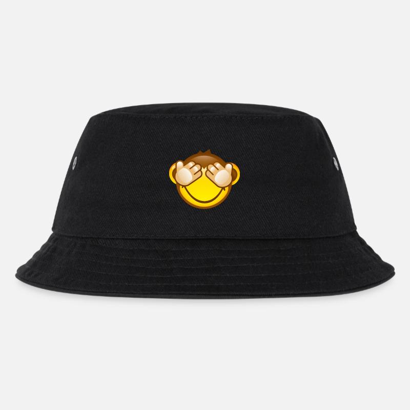 Smiley Monkey No Seeing - Kinder Bucket Hat - Schwarz