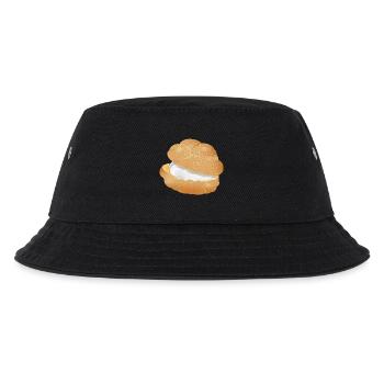 Illustration eines mit Sahne gefüllten Windbeutel - Kinder Bucket Hat - Schwarz - Vorne