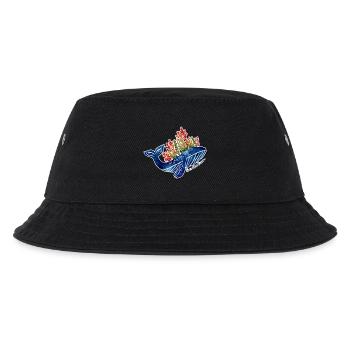 Wal Illustration mit Korallen | Schütze das Meer - Kinder Bucket Hat - Schwarz - Vorne