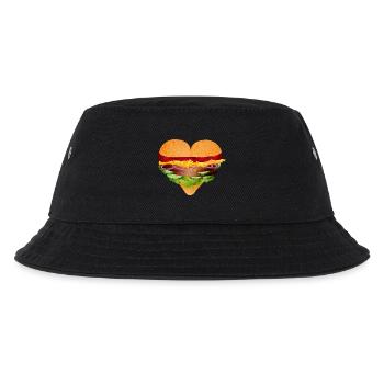 stuffed burger bun in heart shape variation - Kids’ Bucket Hat - black - Front