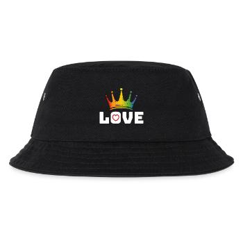Love Heart red Rainbow crown white lgbt tshirt - Kinder Bucket Hat - Schwarz - Vorne
