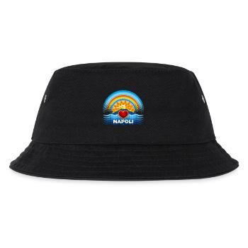 Neapel Herz Vesuv Sonne und Regenbogen - Kinder Bucket Hat - Schwarz - Vorne